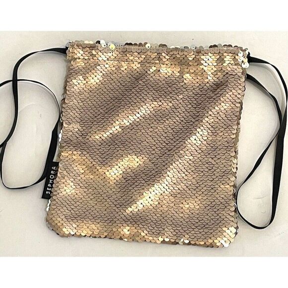 Sequined Makeup Bag Rose Gold Drawstring Pouch Limited Edition Lot of 6 Girls - Picture 6 of 16